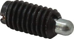 Jergens - 3/8-16, 11/16" Thread Length, 3/16" Plunger Projection, Steel Threaded Spring Plunger - 0.186" Max Plunger Diam, 11/16" Plunger Length, 1.5 Lb Init End Force, 7.5 Lb Final End Force - Apex Tool & Supply