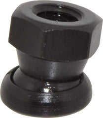 Jergens - 3/8-16, 11/16" Pad Diam, Uncoated Bottom, Steel Toggle Pad - 25/32" OAL, 5/8" Width Across Flats, Black Oxide Coated, Grade 4140, 6° Swivel Angle - Apex Tool & Supply