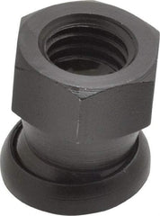 Jergens - 1/2-13, 13/16" Pad Diam, Uncoated Bottom, Steel Toggle Pad - 7/8" OAL, 3/4" Width Across Flats, Black Oxide Coated, Grade 4140, 6° Swivel Angle - Apex Tool & Supply