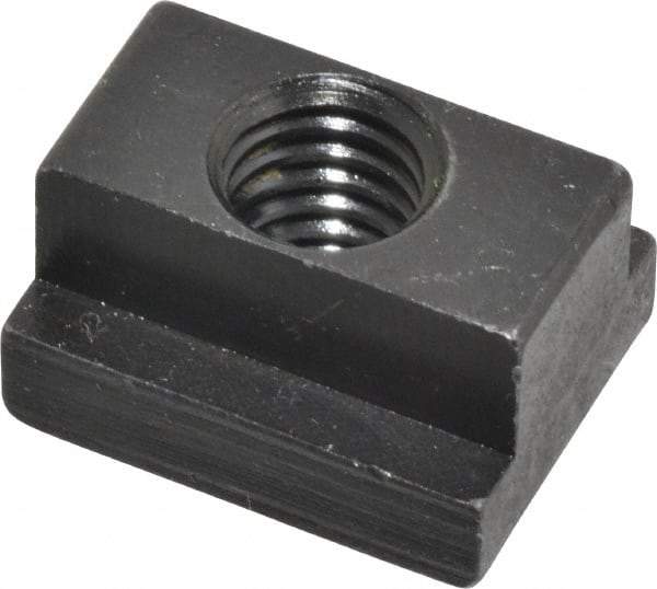 Jergens - 3/8-16 Blind Tapped T Slot Nut - 7/16" Slot Width, 11/16 x 7/32" Base Width x Height, 7/8 x 1/2" OAL x Height - Apex Tool & Supply