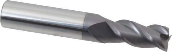 Accupro - 29/64", 1" LOC, 1/2" Shank Diam, 3" OAL, 3 Flute, Solid Carbide Square End Mill - Single End, AlTiN Finish, Spiral Flute, 40° Helix, Centercutting, Right Hand Cut, Right Hand Flute - Apex Tool & Supply