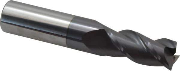 Accupro - 11/16", 1-1/2" LOC, 3/4" Shank Diam, 4" OAL, 3 Flute, Solid Carbide Square End Mill - Single End, AlTiN Finish, Spiral Flute, 40° Helix, Centercutting, Right Hand Cut, Right Hand Flute - Apex Tool & Supply