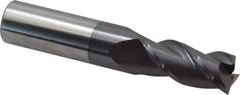Accupro - 11/16", 1-1/2" LOC, 3/4" Shank Diam, 4" OAL, 3 Flute, Solid Carbide Square End Mill - Single End, AlTiN Finish, Spiral Flute, 40° Helix, Centercutting, Right Hand Cut, Right Hand Flute - Apex Tool & Supply