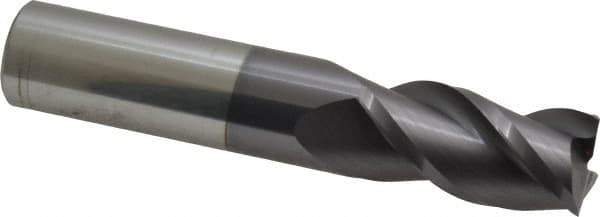 Accupro - 3/4", 1-1/2" LOC, 3/4" Shank Diam, 4" OAL, 3 Flute, Solid Carbide Square End Mill - Single End, AlTiN Finish, Spiral Flute, 40° Helix, Centercutting, Right Hand Cut, Right Hand Flute - Apex Tool & Supply