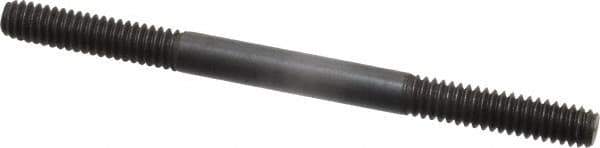 Jergens - 1/4-20 3-1/2" OAL Equal Double Threaded Stud - Alloy Steel, Black Oxide Finish, 1" Equal Thread Length - Apex Tool & Supply