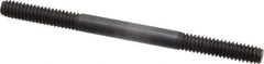 Jergens - 1/4-20 3-1/2" OAL Equal Double Threaded Stud - Alloy Steel, Black Oxide Finish, 1" Equal Thread Length - Apex Tool & Supply