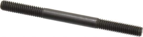 Jergens - 5/16-18 4" OAL Equal Double Threaded Stud - Alloy Steel, Black Oxide Finish, 1-1/8" Equal Thread Length - Apex Tool & Supply