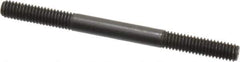 Jergens - 5/16-18 4" OAL Equal Double Threaded Stud - Alloy Steel, Black Oxide Finish, 1-1/8" Equal Thread Length - Apex Tool & Supply