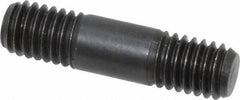 Jergens - 3/8-16 1-1/2" OAL Equal Double Threaded Stud - Alloy Steel, Black Oxide Finish, 3/8" Equal Thread Length - Apex Tool & Supply