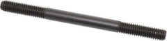 Jergens - 3/8-16 5" OAL Equal Double Threaded Stud - Alloy Steel, Black Oxide Finish, 1-1/4" Equal Thread Length - Apex Tool & Supply
