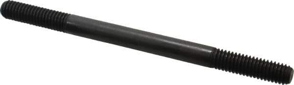Jergens - 3/8-16 5-1/2" OAL Equal Double Threaded Stud - Alloy Steel, Black Oxide Finish, 1-1/4" Equal Thread Length - Apex Tool & Supply