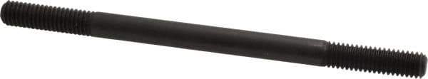 Jergens - 3/8-16 6" OAL Equal Double Threaded Stud - Alloy Steel, Black Oxide Finish, 1-1/4" Equal Thread Length - Apex Tool & Supply