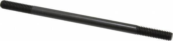 Jergens - 3/8-16 7" OAL Equal Double Threaded Stud - Alloy Steel, Black Oxide Finish, 1-1/4" Equal Thread Length - Apex Tool & Supply