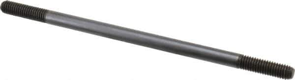 Jergens - 3/8-16 8" OAL Equal Double Threaded Stud - Alloy Steel, Black Oxide Finish, 1-1/4" Equal Thread Length - Apex Tool & Supply