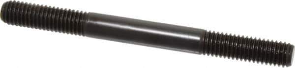 Jergens - 1/2-13 5-1/2" OAL Equal Double Threaded Stud - Alloy Steel, Black Oxide Finish, 1-1/2" Equal Thread Length - Apex Tool & Supply
