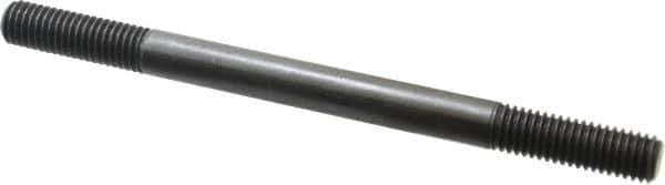 Jergens - 1/2-13 7" OAL Equal Double Threaded Stud - Alloy Steel, Black Oxide Finish, 1-1/2" Equal Thread Length - Apex Tool & Supply