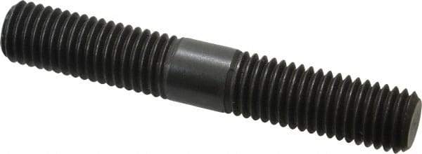 Jergens - 5/8-11 4" OAL Equal Double Threaded Stud - Alloy Steel, Black Oxide Finish, 1-9/16" Equal Thread Length - Apex Tool & Supply