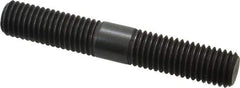 Jergens - 5/8-11 4" OAL Equal Double Threaded Stud - Alloy Steel, Black Oxide Finish, 1-9/16" Equal Thread Length - Apex Tool & Supply