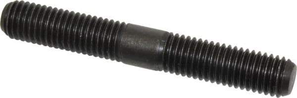Jergens - 5/8-11 4-1/2" OAL Equal Double Threaded Stud - Alloy Steel, Black Oxide Finish, 1-3/4" Equal Thread Length - Apex Tool & Supply