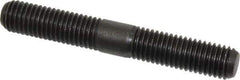Jergens - 5/8-11 4-1/2" OAL Equal Double Threaded Stud - Alloy Steel, Black Oxide Finish, 1-3/4" Equal Thread Length - Apex Tool & Supply