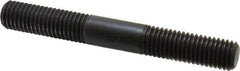 Jergens - 5/8-11 5" OAL Equal Double Threaded Stud - Alloy Steel, Black Oxide Finish, 1-3/4" Equal Thread Length - Apex Tool & Supply