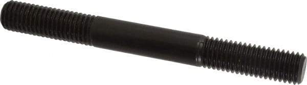 Jergens - 5/8-11 6" OAL Equal Double Threaded Stud - Alloy Steel, Black Oxide Finish, 1-3/4" Equal Thread Length - Apex Tool & Supply