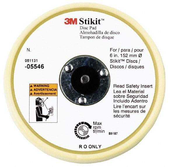 3M - 6" Diam Adhesive/PSA Disc Backing Pad - Soft Density, 10,000 RPM - Apex Tool & Supply