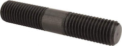 Jergens - 3/4-10 4" OAL Equal Double Threaded Stud - Alloy Steel, Black Oxide Finish, 1-7/16" Equal Thread Length - Apex Tool & Supply