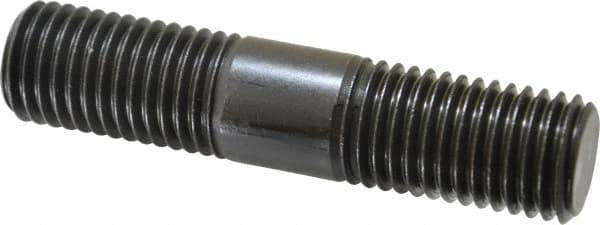 Jergens - 7/8-9 4" OAL Equal Double Threaded Stud - Alloy Steel, Black Oxide Finish, 1-13/32" Equal Thread Length - Apex Tool & Supply