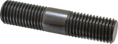 Jergens - 7/8-9 4" OAL Equal Double Threaded Stud - Alloy Steel, Black Oxide Finish, 1-13/32" Equal Thread Length - Apex Tool & Supply