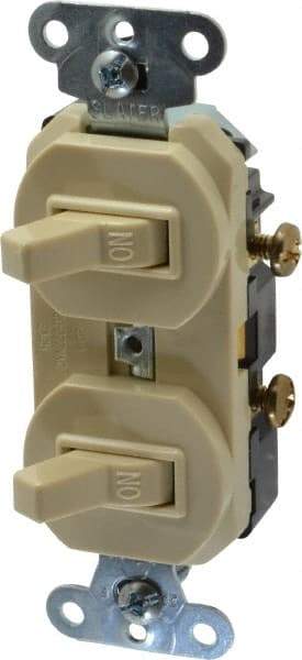 Pass & Seymour - 1 Pole, 120/277 VAC, 20 Amp, Flush Mounted, Ungrounded, Tamper Resistant Duplex Switch - NonNEMA Configuration, 2 Switch, Side Wiring, UL Listed 20 Standard - Apex Tool & Supply