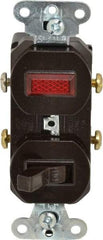 Pass & Seymour - 1 Pole, 120/125 VAC, 15 Amp, Flush Mounted, Ungrounded, Tamper Resistant Combination Switch with Pilot Light - NonNEMA Configuration, 1 Switch, Side Wiring, UL Listed 20 498 Standard - Apex Tool & Supply