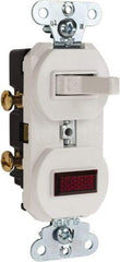 Pass & Seymour - 1 Pole, 120/125 VAC, 15 Amp, Flush Mounted, Ungrounded, Tamper Resistant Combination Switch with Pilot Light - NonNEMA Configuration, 1 Switch, Side Wiring, UL Listed 20 498 Standard - Apex Tool & Supply