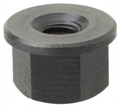 Jergens - 1-1/8 - 7, 2-1/4" Flange Diam, 1-3/8" High, 1-13/16" Across Flats, Flange Nut - Grade Low Carbon Steel Steel, Black Oxide Finish, 1/4" Flange Height, TCMA - Apex Tool & Supply