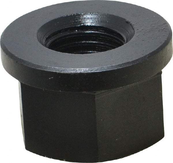 Jergens - 7/8-9, 1-3/4" Flange Diam, 1-1/8" High, 1-7/16" Across Flats, Flange Nut - Grade Low Carbon Steel Steel, Black Oxide Finish, 1/4" Flange Height, TCMA - Apex Tool & Supply