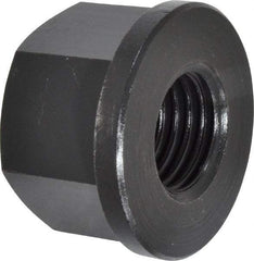 Jergens - 1-8, 2" Flange Diam, 1-1/4" High, 1-5/8" Across Flats, Flange Nut - Grade Low Carbon Steel Steel, Black Oxide Finish, 1/4" Flange Height, TCMA - Apex Tool & Supply