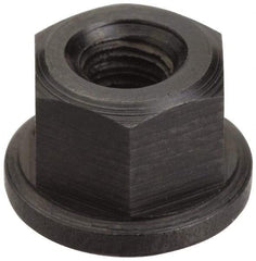 Jergens - 1/4-20 Steel Black Oxide Spherical Flange Nut - 1/4" High, 5/8" Diam x 3/32" High Flange, 1" Radius - Apex Tool & Supply