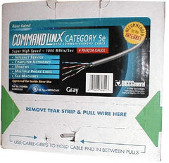 Made in USA - Cat5e, 24 AWG, 4 Wires, Unshielded Network & Ethernet Cable - White, Polyolefin, 1,000' OAL - Apex Tool & Supply