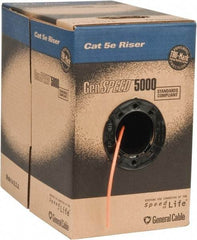 Made in USA - Cat5e, 24 AWG, 4 Wires, Network & Ethernet Cable - Orange, Polyolefin, 1,000' OAL - Apex Tool & Supply