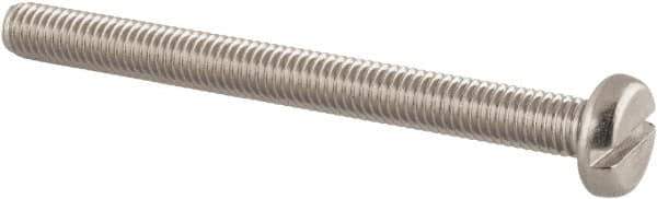 Value Collection - M5x0.80 Metric Coarse, 55mm Length Under Head Slotted Drive Machine Screw - Pan Head, Grade 18-8 & A2 Stainless Steel, Uncoated, Without Washer - Apex Tool & Supply