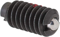 Jergens - 1/4-20, 0.125" Ball Diam, 17/32" Body Length, 0.035" Max Ball Reach, Threaded Ball Plunger - Steel Body, Stainless Steel Ball, 2 Lb Initial End Force, 4 Lb Final End Force, Locking Element - Apex Tool & Supply