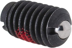 Jergens - 3/8-16, 0.187" Ball Diam, 5/8" Body Length, 0.048" Max Ball Reach, Threaded Ball Plunger - Steel Body, Stainless Steel Ball, 6 Lb Initial End Force, 21 Lb Final End Force, Locking Element - Apex Tool & Supply
