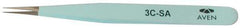 Aven - 4-1/4" OAL 3C-SA Color Coded Precision Tweezers - Stainless Steel, 3C-SA Pattern - Apex Tool & Supply