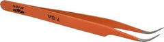 Aven - 4-1/2" OAL 7-SA Color Coded Precision Tweezers - Stainless Steel, 7-SA Pattern - Apex Tool & Supply