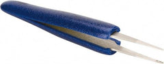 Aven - 4-3/4" OAL 2A-SA Ergonomic Cushion Grip Tweezers - Straight, Flat Tips - Apex Tool & Supply