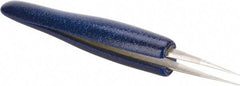 Aven - 4-1/4" OAL 3C-SA Ergonomic Cushion Grip Tweezers - Straight, Pointed, Sharp Tips - Apex Tool & Supply