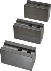 H & R Manufacturing - 1.5mm x 60° Serrated Attachment, Square Soft Lathe Chuck Jaw - 3 Jaws, Steel, 1.181" Btw Mount Hole Ctrs, 4" Long x 1-3/4" Wide x 2-1/2" High, 0.63" Groove, 12mm Fastener - Apex Tool & Supply