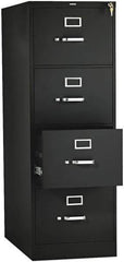 Hon - 15" Wide x 52" High x 26-1/2" Deep, 4 Drawer Vertical File with Lock - Steel, Black - Apex Tool & Supply