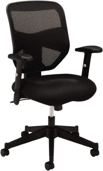 Basyx - 41-1/2" High High Back Chair - 29" Wide x 36" Deep, Padded Mesh Seat, Black - Apex Tool & Supply
