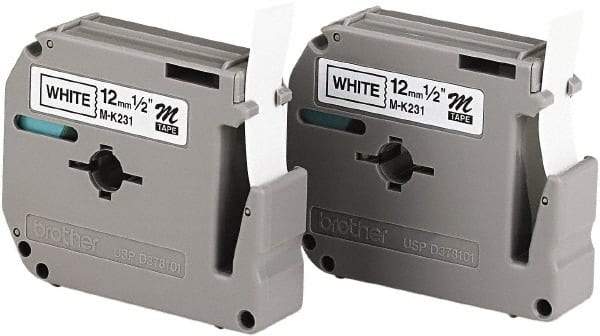 Brother - 1/2" Wide, White Label Tape - For Label Maker - Apex Tool & Supply
